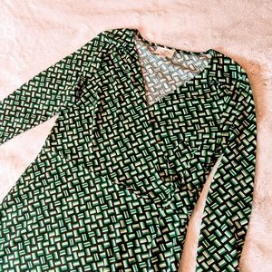 🌺 NWOT LOFT Green & Black Dress Size 12P